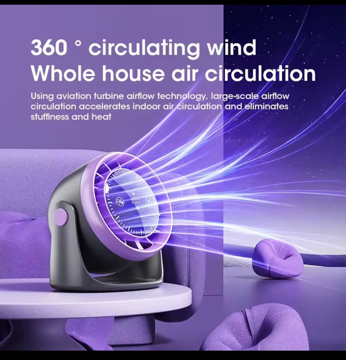 Touchscreen Desktop Fan, 100 Adjustable Speeds, Silent Cooling, Strong Wind with Digital Display, Mini Portable Fan, Air Circulation Fan.