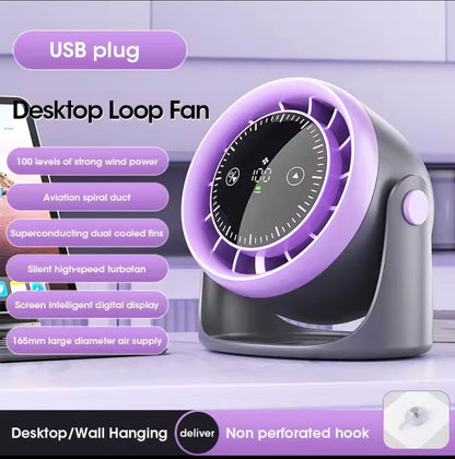 Touchscreen Desktop Fan, 100 Adjustable Speeds, Silent Cooling, Strong Wind with Digital Display, Mini Portable Fan, Air Circulation Fan.